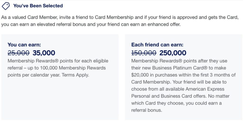 250K Referral Link for Amex Business Platinum