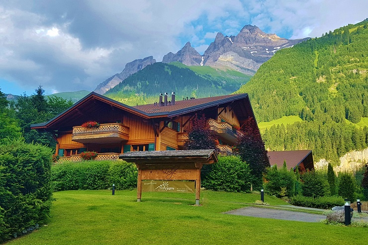 The Lodge with mountains in the background