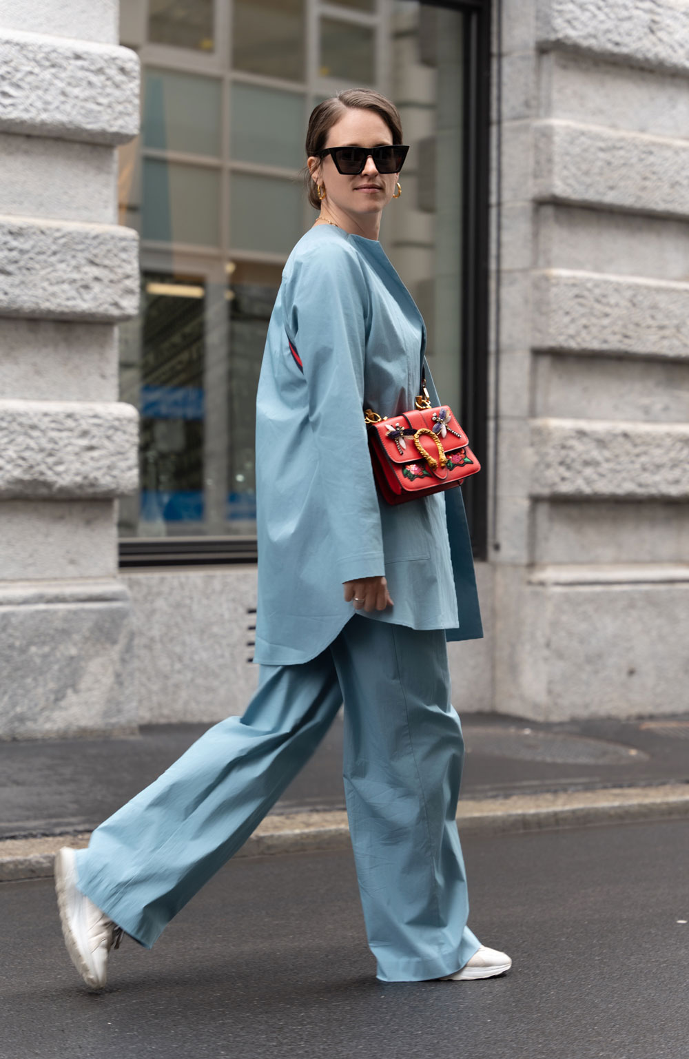 Pastel blue suit by Manusha