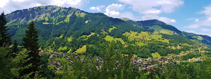 Overlooking the village of Champery Switzerland during summer