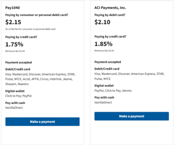 Processing Fees for Federal Tax Payments