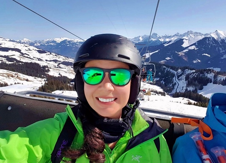 A selfie on the chairlift in Champery Switzerland Skiing