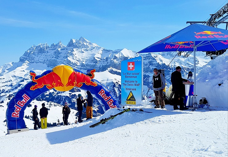 Starting point of the Red Bull, Face the Wall Switzerland challenge with Dent du Midi in the background